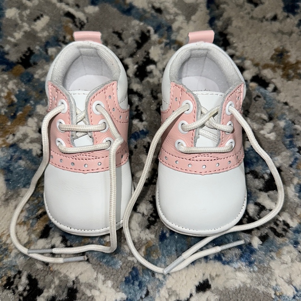 Angel Addie Oxford White/Pink Size 2 Baby Shoes - Style No. 2342